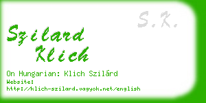 szilard klich business card